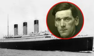 Titanic – prawdziwa historia. Portret mężczyzny na tle majestatycznego statku.
