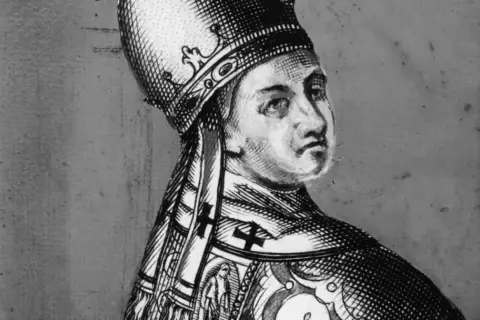 Portret papieża w tiarze i bogato zdobionej szacie. Czy to najmłodszy papież w historii?